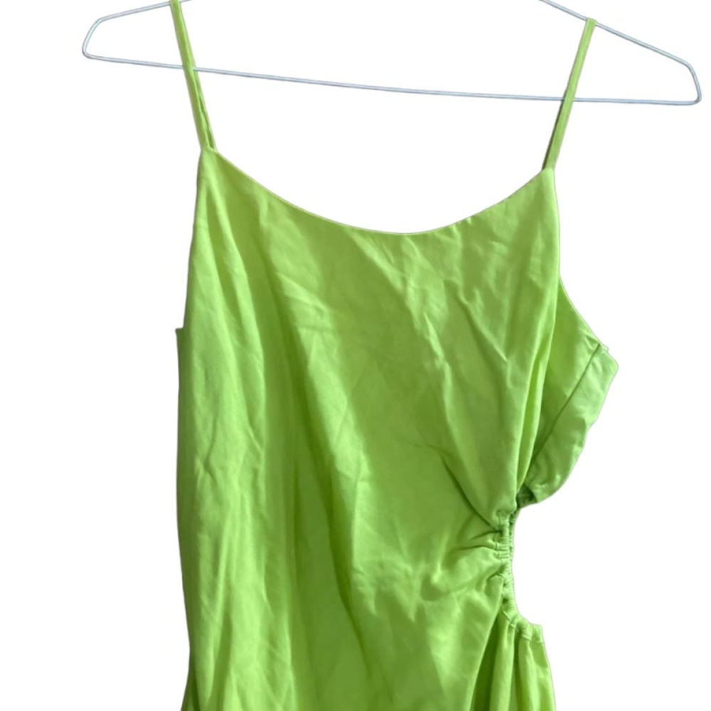 Lime green, Forever 21, Long Maxi-dress, Cutout hip - Picture 3 of 5